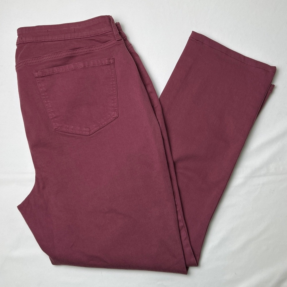 NYDJ Womens Sheri Slim Lift Tuck Technology Stretch Jeans Size 14 Berry Maroon